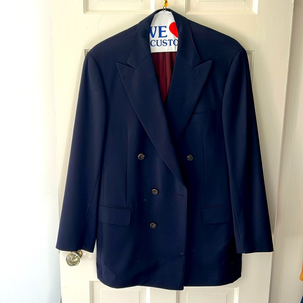 Samuelsohn Double Brested Navy Super 100s (90% wool; 10% cashmere) Blazer